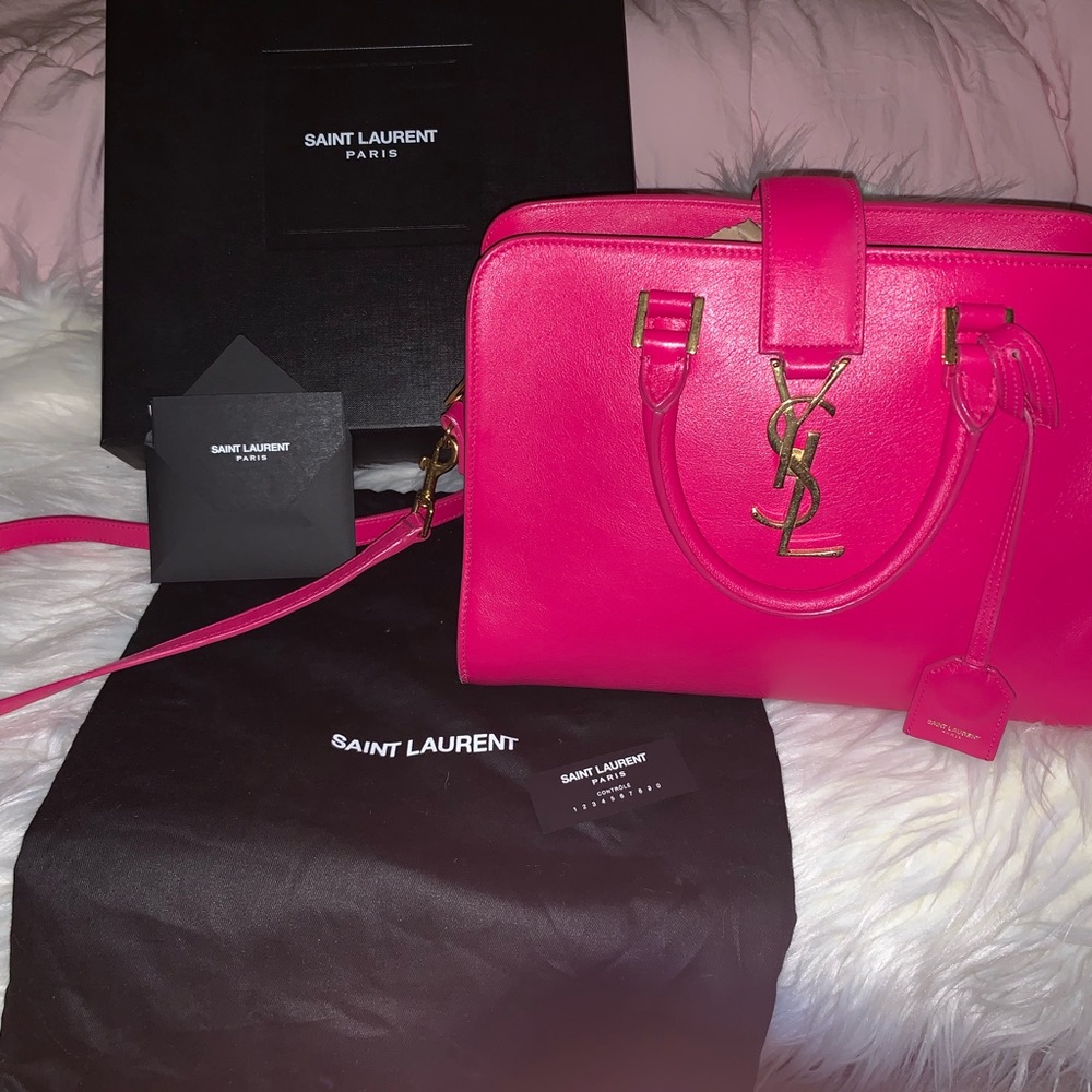 YSL Pink Monogram Calfskin Baby Cabas Bag - Picture 2 of 8